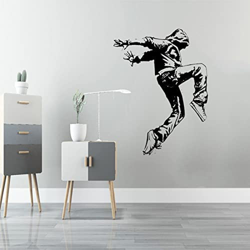 FGJFGGFR Hip Hop Tänzerin Hoodie Poster Wandtattoo Tanzwandtattoo Abnehmbares Wandbild aus Vinyl, 622 Schwarz, 80 x 105 cm