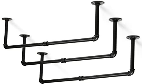 Ikodm Wandgarderobe 3er Set DIY Kleiderstange Wandmontage mit Haken, bis 65 kg belastbar, 92 x 25 cm einfache Montage, platzsparend für kleine Räume