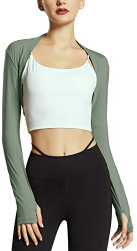 SEAUR Damen Ballettjacke Langarm Wickeljacke Bolero Cardigan Yoga Fitness Jacke Festlich Shrug Strickjacke Top