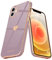 Teageo for iPhone 12 Case Cute Heart Pattern for Women Girls Slim Luxury Bling Plating Soft TPU Anti-Scratch Shockproof Bumper Phone Case for iPhone 12, Lavender