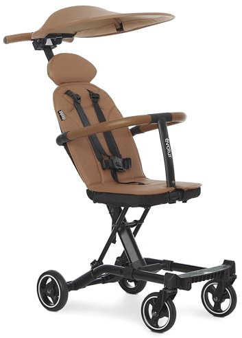 Evolur Cruise Rider Kinderwagen mit Baldachin, leichter Regenschirm-Kinderwagen mit kompakter Faltung, leicht zu transportierender Reise-Kinderwagen - Cognac