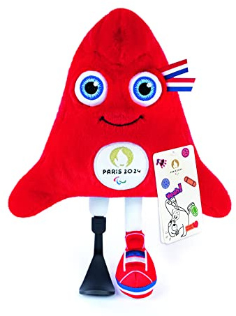 Doudou et Compagnie - Plüschtier Paralympischer Phryge, 28 cm – offizielles Maskottchen JO Paris 2024 – rotes Plüschtier der Olympischen und Paralympischen Spiele – Phrygische Mütze – 28 cm – JO2500