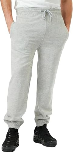 True Face Mens Fleece Joggers Jogging Bottoms Sweatpants with Zip Pockets Casual Elasticated Cuffed Pants Tracksuit Trousers for Workouts and Sports Grey M
