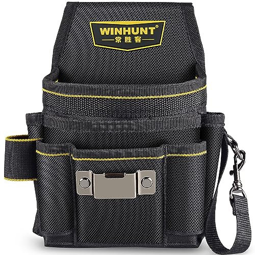 Winhunt Petit kit d'outils multi-poches avec anneau de ceinture, anneau de marteau et anneau de crochet, idéal pour les artisans, électriciens et jardiniers, 22 x 15 x 4 cm