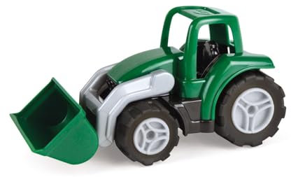 Lena 1263 Workies - Tracteur à Pelle 14 cm en Plastique ABS - Trekker avec Pelle Mobile - Pneus en Caoutchouc - Essieux en Acier - Camion pour Enfants à Partir de 18 Mois, Vert