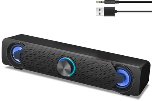 PC Speakers, RGB Computer Speaker, USB Soundbars, Desktop Gaming Speaker with Cool LED Lights, Multimedia Speakers Perfect for PC Computer Monitor, Laptop