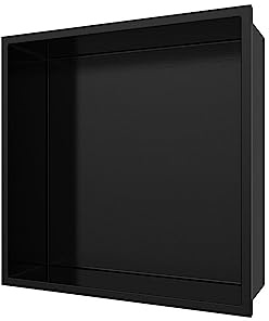 ALONI Wandnische Edelstahl schwarz matt rostfrei 30,5x30,5x10 cm - Einbau-Duschnische Badezimmer Ablagefach Unterputz rechteckig - langlebig & pflegeleicht