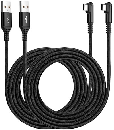 ROFICORD USB Type C Charger Cable, 2-Pack 10ft Right Angle 90 Degree Fast Charging Braided Cord Compatible with Galaxy S10 S9 and Other Type C Device, Black