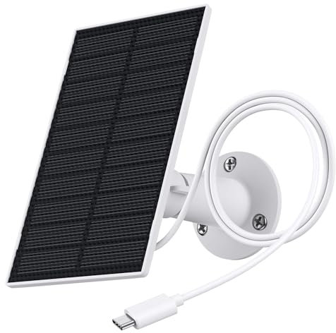 GALAYOU Panneau Solaire Camera Exterieur - 3W Panneau Solaire pour Camera Surveillance WiFi Exterieure sans Fil Batterie & pour Camera Exterieur sans Fil Solaire, Étanche IP65, USB-C & Micro-USB