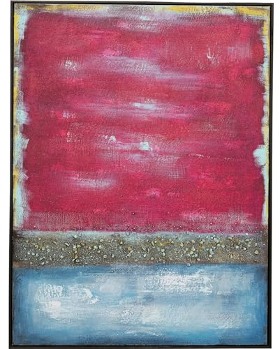 Kare Design Leinwandbild Vista Rot, Wandbild, Leinwand, Acrylfarbe, handgemalt, Unikat, Abstrakt, Modern, Wohnzimmer, Schlafzimmer, Flur, 122x92 cm (L/B)