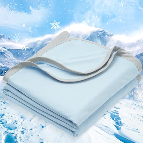 PHF Double Cooling Blanket for Hot Sleepers Queen Size, Arc-Chill Q-Max>0.5 with Double Cooling, Summer Blanket Absorbs Heat to Keep Cool All Night for Night Sweats (Ice Blue, 90''x90'')