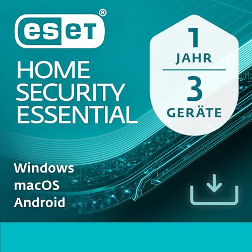 ESET HOME Security Essential 2025 | 3 Geräte | 1 Jahr | inklusive Sicheres Banking & Surfen, Sicheres Heimnetzwerk, Webcam-Schutz | Windows, macOS und Android | Aktivierungscode per E-Mail