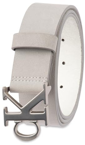Calvin Klein Herren Casual Ck Monogram Cut Out Buckle Belt Gürtel, Hellgrau, X-Large (42-44)