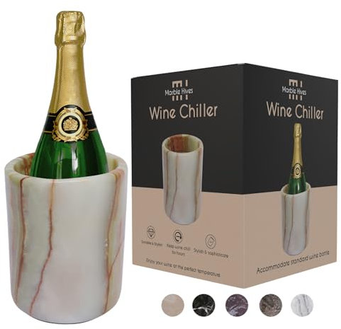 Marble Hives Elegant Marble Wine Chiller – Perfect Wine Bottle Chiller & Stylish Champagne Chiller | Versatile Wine Chillers for Bottles That Also Serve as Marble Utensil Holder (Onyx Green)