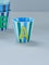 Rice Melamin Becher medium gestreift mit Buchstaben, Modell für Jungen blau/grün/mint- Töne, Größe 9 x 9 cm (A Junge)
