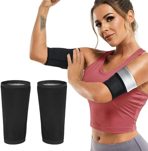 Bavooty Sauna Arm Shaper,Armbandage Ein Paar,Arm Sauna Bands,Gewichtsverlust Slimmer Bands Wraps Arm Trimmer,Sauna Armbandage,Arm Bands,Elastische Arm Kompression,Elastische Arm für Sport,L/XL,Silber