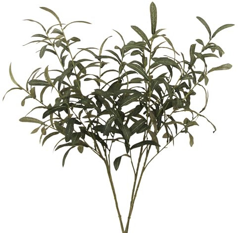 HASWITDA Branches d'olivier artificielles avec longues tiges décoratives pour intérieur et extérieur, 4 tiges (76 cm)