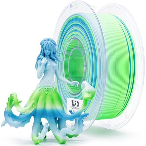 ZIRO Matt Multicolor PLA Filament 1.75mm, Schneller Farbwechsel Matte 3D Drucker Filament, 1kg Spule für Die Meisten FDM 3D-Drucker, Maßgenauigkeit +/-0.03mm, Ozean