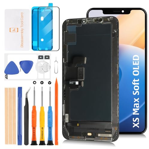 Olivechard Ersatz-LCD-Bildschirm für iPhone Xs Max 16,5 cm (6,5 Zoll), weiches OLED, kein LCD-LCD-Display, Touch-Digitalisierer, Bildschirmmontage A2215, A2160, A2217, mit Reparaturwerkzeugen