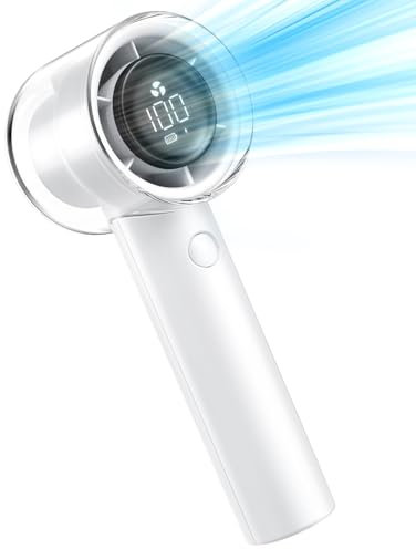 EasyAcc Tragbarer Hand-Turbo-Ventilator, 2024 Neuerdings 100 Geschwindigkeiten einstellbar Leistungsstarker Mini-Ventilator