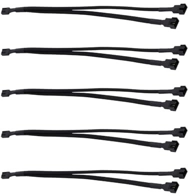 LANMINGLEL 5-Pack 1 to 2 PWM Fan Splitter Compatible 12 inch 2 Way PC Fan Power Extension Cable Male to Female 4-Pin PWM Fan Splitter Cable for PWM Fan Computer ATX Case(1 to 2)