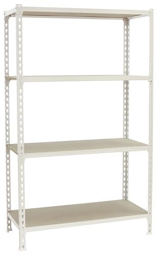 PROREGAL Schwerlastregal MID MULI | HxBxT 150x80x50cm | 4 Fachböden | Fachlast 150kg | Weiß | Lagerregal Kellerregal Werkstattregal