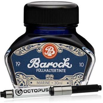 Barock 1910 Schreibtinte für Füllhalter Marine mit Konverter, 30 ml, blau