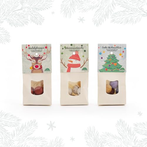 3 x Weihnachtliche Blumenmurmeln von Die Stadtgärtner | Rudolphnase, Schneemannbäuche & Weihnachtskugeln | Als kleines Geschenk oder Mitgebsel zu Weihnachten, zum Nikolaus oder für Adventskalender