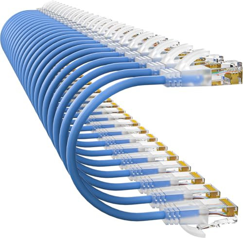 10Gsupxsel Cat6a Patch Cables 0.5ft (24 Pack) Slim, Cat6 Ethernet Patch Cable Pure Copper, Flexible Cat 6 Patch Cable 550MHZ 10G, Space-Saving Cat 6A Network Cables for Patch Panel, Blue