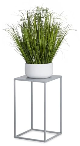 HowHomely Blumenständer Metall Grau 46 cm Hoch - Solider und Robuster Blumenhocker Metall - Pflanzenständer für die Dekoration in Wohnzimmer Schlafzimmer oder Büro