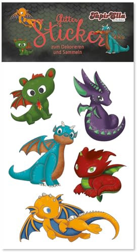5 Sticker * SÜSSE DRACHEN * von Lutz Mauder | 72337 | Mitgebsel für Jungen und Mädchen | Aufkleber zum Kindergeburtstag & Basteln | Dragons
