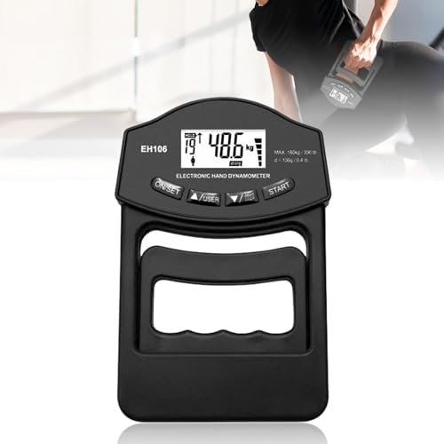 Manometro digitale, 180 kg/316 lbs, dinamometro manuale con 19 set di piastre singole, intelligente, sensibile, grip Strength Trainer elettronico, grande schermo LED (nero)