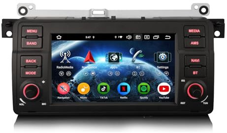7 Zoll Android 16 Autoradio Bluetooth für BMW E46 3er 318i 320i M3 Rover 75 MG ZT GPS Navigation mit CarPlay Android Auto WiFi 4G DAB+ OBD2 DSP USB RDS FM Radio DVB-T2 Canbus 8-Kern 4GB RAM+64GB ROM