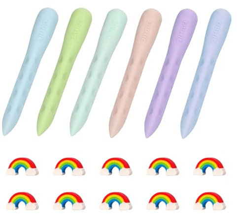 QMLING 16 Stück Radiergummi Kinder, Groß Dreieckradierer Grip, Weicher 2B-Radierer und 10 Mini Regenbogen Radiergummi, Dreieck Radiergummis für Schulen Büro Malerei Skizzen