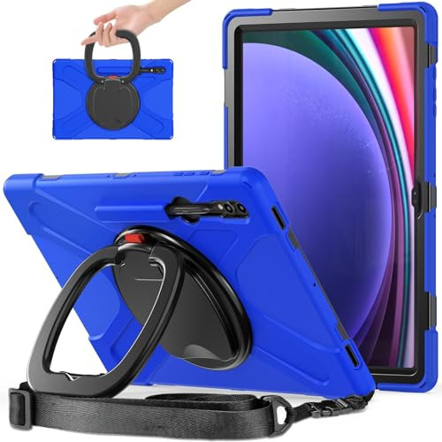 Custodie per tablet Case Compatible with Samsung Galaxy Tab S8 Ultra 14.6 inch (SM-X900/X906),Heavy Duty TPU Shockproof Kids Case,360 Degree Rotating Multi-Function Grip Bracket+Shoulder Strap Rugged
