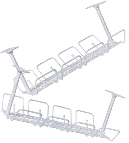 HOMSFOU 2pcs Table Cable Management Rack Wire Management under Desk Desk Cable Tray Storage