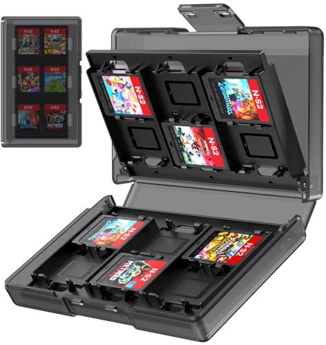 TRANSNOVO Spiele Aufbewahrung Game Card Aufbewahrungsbox Hülle für Nintendo Switch 2/Switch/Switch Lite/OLED, Spielkartenhalter Zubehör mit 24 Steckplätzen, Leichte und Tragbare Schwarz Spielkartenbox