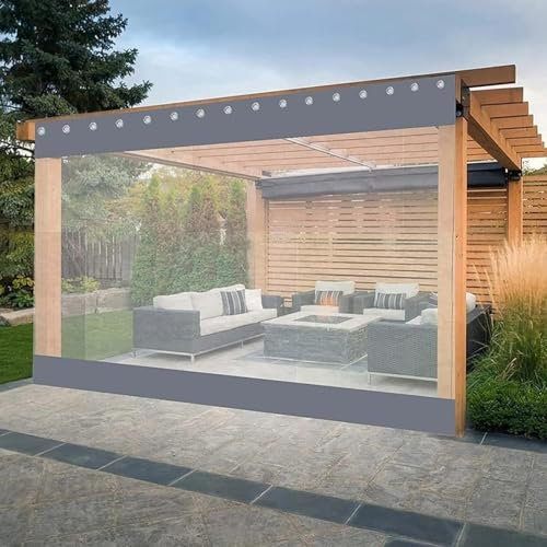 HynJGih Teloni Telo Impermeabile Trasparente for pergola, Tenda Antipioggia in Tela Cerata Trasparente in plastica for Portico, Gazebo(2.4x1.5m)