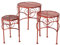 MF Dekoratives Gartentisch-Set Jasmin, 3-teilig, Metall Rot Matt, 20-31 cm Durchmesser, Romantisches Design