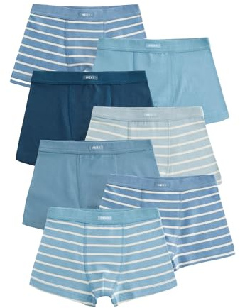 NEXT Jungen Standard 7 x Boxershorts mit weichem Bund Blau gestreift Numeric_146-numeric_152