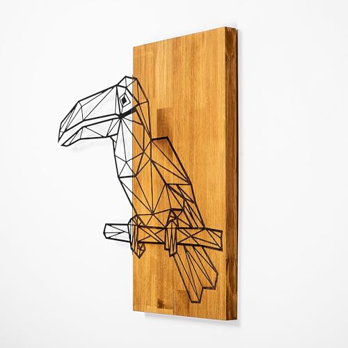 Elegant Decorative Wooden Wall Accessory, Walnut & Black, 58 x 60 cm | 50% Wood (3 cm) & Metal (1.5 mm) | Unique Texture & Color Variations