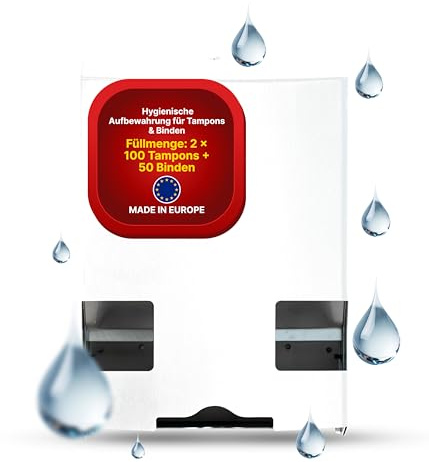 Hygiene365® Tampon- und Bindenspender Duo & Trio – Perfekte Tampon Aufbewahrung & Binden Aufbewahrung für Büro, Gastronomie & WC – Stilvoll & hygienisch – Made in Europe (Trio Weiß)