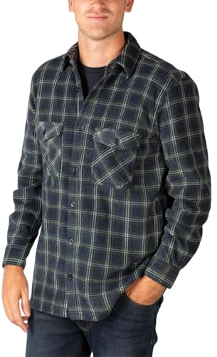 Rydale Men's Fleece Overshirt Button-Down Warm Shirt Long Sleece Check Shirts Shacket for Men