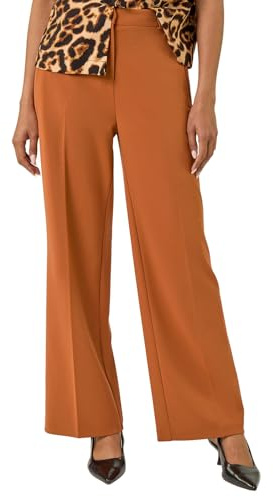 Roman Originals Wide Leg Stretch Trouser for Women UK - Ladies Autumn Everyday Winter Holiday Belt Loops Comfy Side Pockets Soft Crepe Fabric Pants