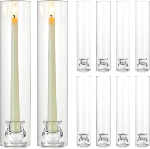DFENG Bougeoirs Verre, Lot de 10 Bougeoir en Verre, Bougeoirs Coniques Transparents, Bougeoir Transparent, Convient pour Les Mariages, NoëL, Les Tables De Fête Et La Décoration Intérieure De Cuisine