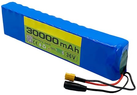 Batteria per Bici elettrica 36V 30ah 10S3P,Batteria Ebike Impermeabile PVC con BMS incorporato Batteria agli ioni di litio ricaricabile per 200W ~500W Motore 36V 30Ah,T