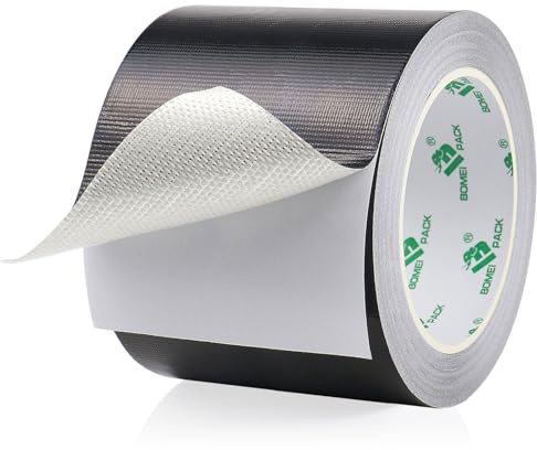 BOMEI PACK Ruban Adhésif Aluminium renforcé,noir 100mm x 20m Bande d'étanchéité Étanche Feuille, ruban d'aluminium de réparation, Ruban adhesif haute temperature pour la réparation, l'isolation