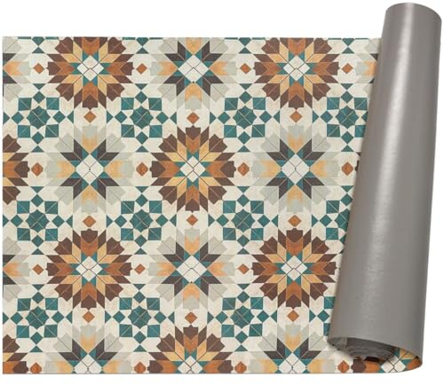ANRO Küchenläufer Teppich Läufer Flur Küchenteppich rutschfest Küchenmatte PVC abwaschbar Flurläufer pflegeleicht Vintagefliesen 300 x 67 cm