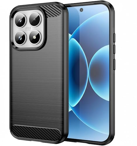 Techsuit für Xiaomi 17 Hülle mit Soft Touch, Stoßfest, Kameraschutz, Erhöhte Kanten, Luftkissen Ecken, Anti Fingerabdruck, Flexibel, Carbon Silicone Series, Schwarz