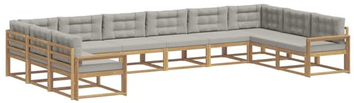 vidaXL Outdoor-Sofagarnitur mit Kissen 10 pcs Weiß und Hellgrau, Moderner Garten-Sofa, strapazierfähige Lounge, Elegantes Patio-Sofa, Sitzplatz im Garten, Möbel für Poolbereich